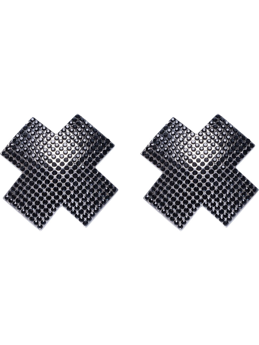 Kryssformade Nipple Stickers med Stenar