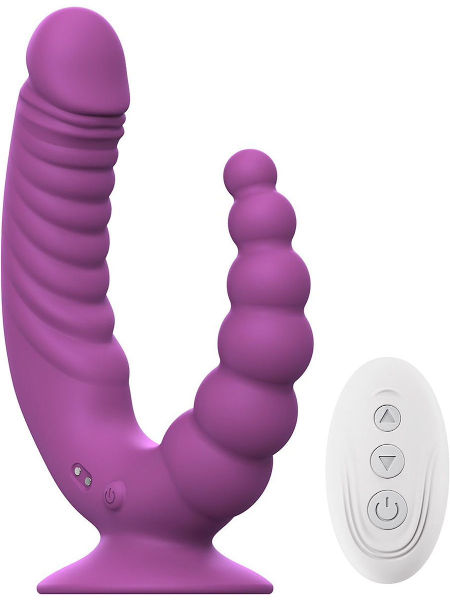Trådlös Dubbelvibrator med Sugkopp